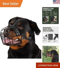 Dog Muzzle Adjustable Durable Metal Wire Basket for Large and Extra Large Dog...