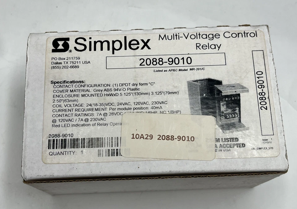 NUEVO Relé de control multivoltaje Simplex 2088-9010 Foto 3 de 4