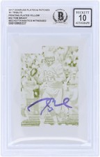 Tom Brady Patriots Signed 2017 Panini Donruss Printing Plate #32 1/1 BAS 10 Card