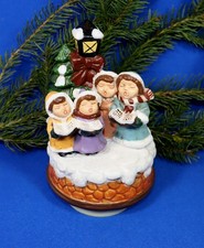 Spieluhr Weihnachten Porzellan Kinder singen Spieldose Musik Jingle Bells 17 cm