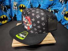 Super Mario Youth Trucker Hat Mesh Snapback Black Cap Nintendo 2023 NEW