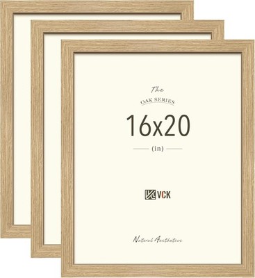 16x20 Wood Picture Frames 3 Pack Natural Oak Wall Photo Artwork Display