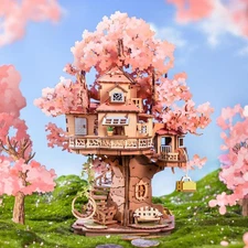 Rolife Sakura Tree House 3D Wooden Puzzle DIY Building Model Kit Kids Teens Toys