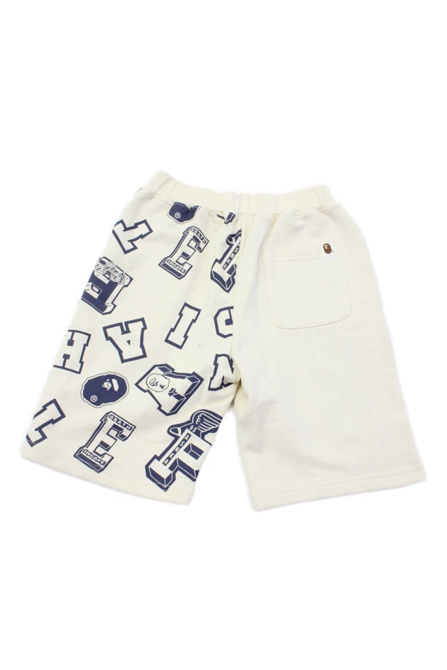 Pantalones Cortos para Sudar BAPE A Bathing Ape Niños Algodón Estampado Geométrico Crema Talla 7-9 Foto 2 de 4