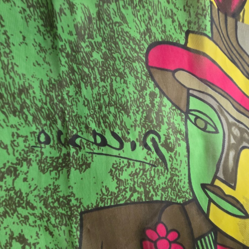 Great Vintage Picasso Print Scarf Green Multicolor Cubist Abstract Large