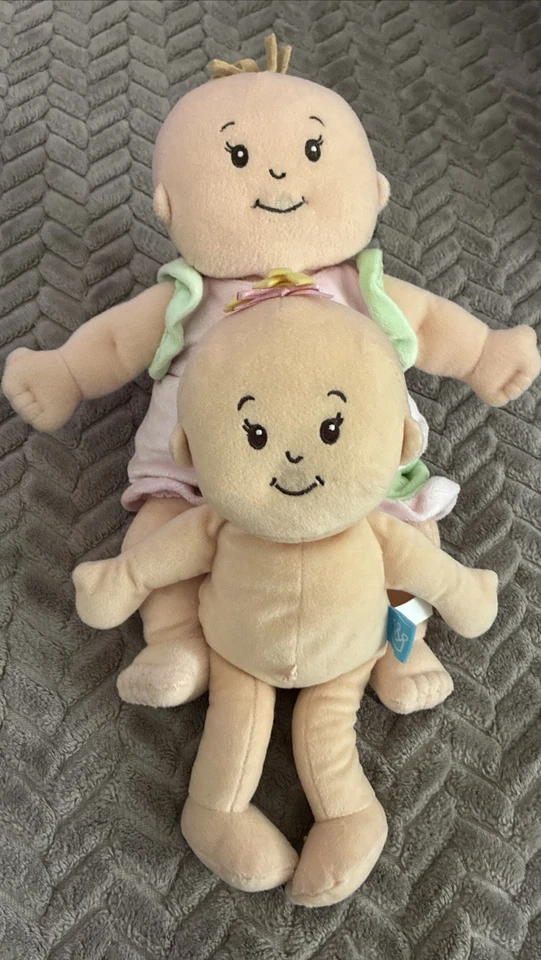 Lote de 2 juguetes Manhattan muñeca Baby Stella cara bordada suave boca magnética Foto 2 de 4