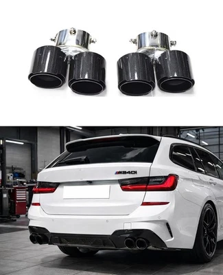 Embouts En Carbone Pour BMW Série 3 M340i G20 Sortie D'Échappement Sport 89mm - Photo 1/4