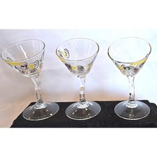 50s Very Unique Beau Brummel Tipsy Stem 3 Martini Glasses "Conversation Piece"