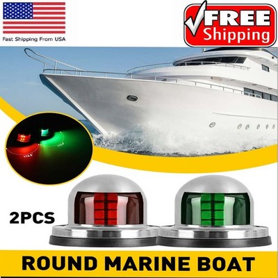 LED Boat Navigation Light Red Green Steel Stainless Marine LED Side Light 12V US