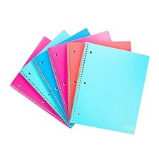 Assorted Solid Spiral Notebooks Set of 6 - Solid Pink, Aqua, Coral, and Blue