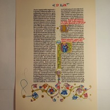 Peter Gutenberg Bible Illuminated Facsimile Leaf 1961 Cooper Square Publishers