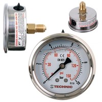 "Glyzerinmanometer 63Mm 0-10 Bar 35 PSI G 1/4\" RüCkseitig Metall Druckmesser"