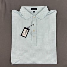 Peter Millar Golf Shirt Polo Crown Crafted Sleeve Logo Printed XXL Blue NWT 120