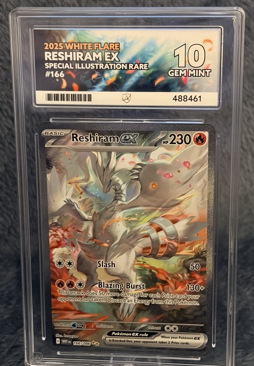 Gem Mint 10 Reshiram ex 166/086 2025 White Flare SIR English Pokémon TCG