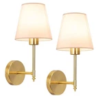 Battery Operated Wall Sconce Set of 2, Rechargeable Wall Light Wireless Gold