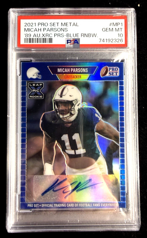2021 Pro Set Micah Parsons Auto RC /75 PSA 10 Blue Prizm XRC Pop 2