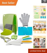 Kid-Safe 11-Piece Kitchen Knife Set with Cutting Board  Peeler for Toddlers