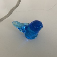 Vintage Leo Ward Glass Blue Bird of Happiness Signed 1993 Figurine