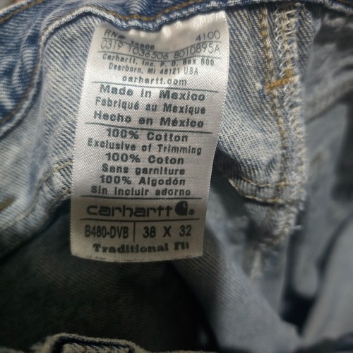 Carhartt Jeans Mens 38 x 32 B480 DVB Straight Traditional Fit Denim Workwear - Picture 8 of 9