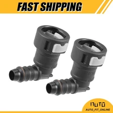 TWO Fuel Line Quick Connect 90 Degree Adapter Universal for 12mm to 1/2 Tubing