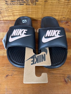 NIKE BENASSI JDI SLIDE Wmns Size 10 BLACK Rose Gold  343881 007 NEW