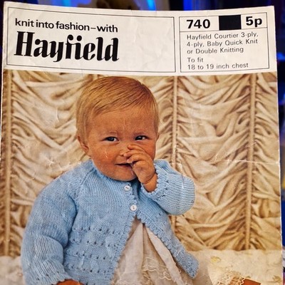 Hayfield 740 Vintage Baby Strickjacke Strickmuster 18-19'' Original Raglan 