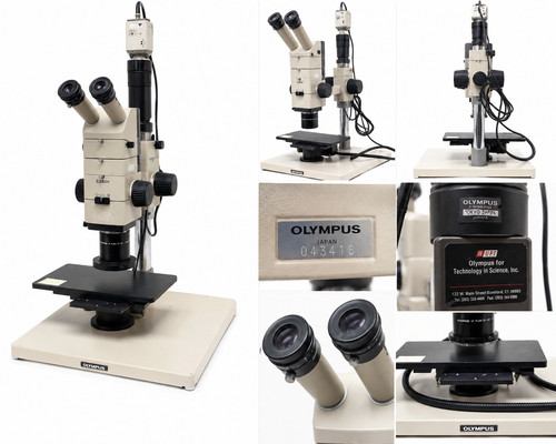 Olympus SZH Stereo Zoom Microscope w/ Stand, Dual Eyepieces & UPT Camera/Adapter