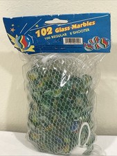 NEW NOS Vintage Bag of 102 Glass Catseye Marbles Set w 100 Regular  2 Shooters