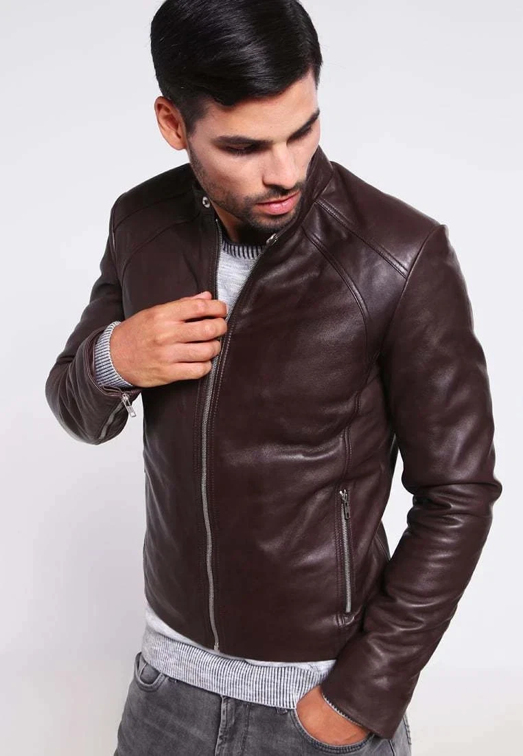 Winter Casual Outfit Exclusive Mens Leather Jacket Genuine Leather Biker Jacket