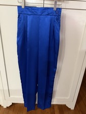 Vintage 1980 s Sz 4 Blue Pleated High-Waist Silky Pants By FSTOP EUC Vtg 80s