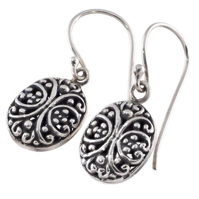 925 Silber Bali Handarbeit Handwerk Schnörkel filigran Ohrhänger Sterling Ohrringe, 9/16''