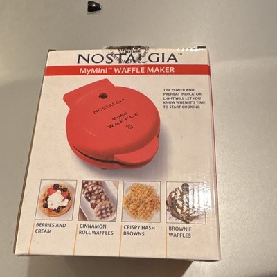 Nostalgia MyMini Standard Waffle Maker 350W 120V Round Red Indicator Light