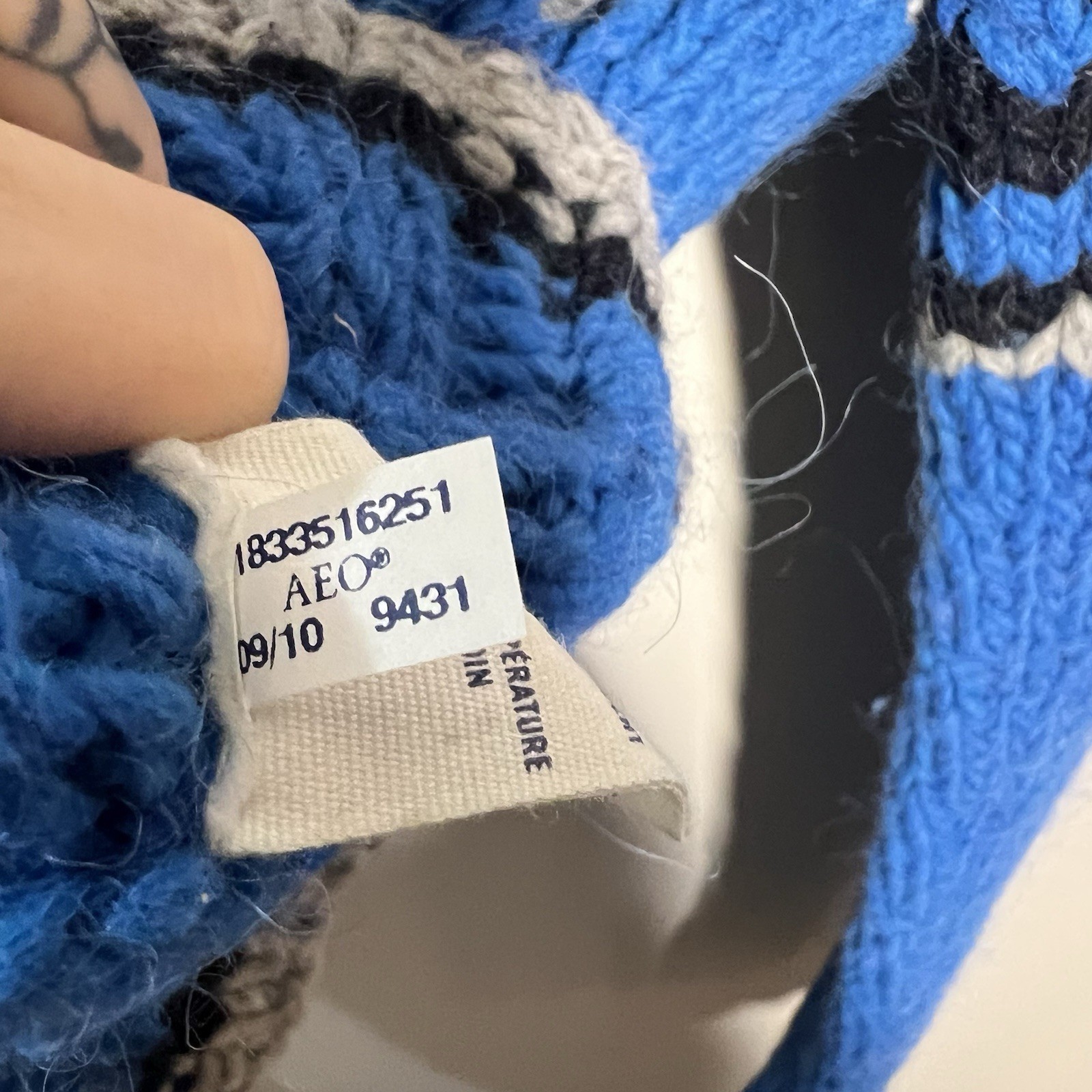 VTG American Eagle Outfitters Large Full Zip Jacket Nordic Blue Alpaca Wool image 9