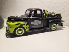 Maisto 1:24 Ford F1 Pick-Up '48 + Harley Davidson FL Panhead 532171 schwarz-grün