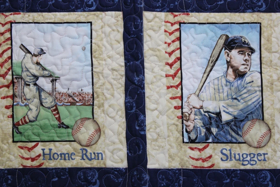 Nuevo Edredón Hecho a Mano De Colección Béisbol Piezas Cuna o Guardería 38x56" ¡Único! Foto 4 de 4