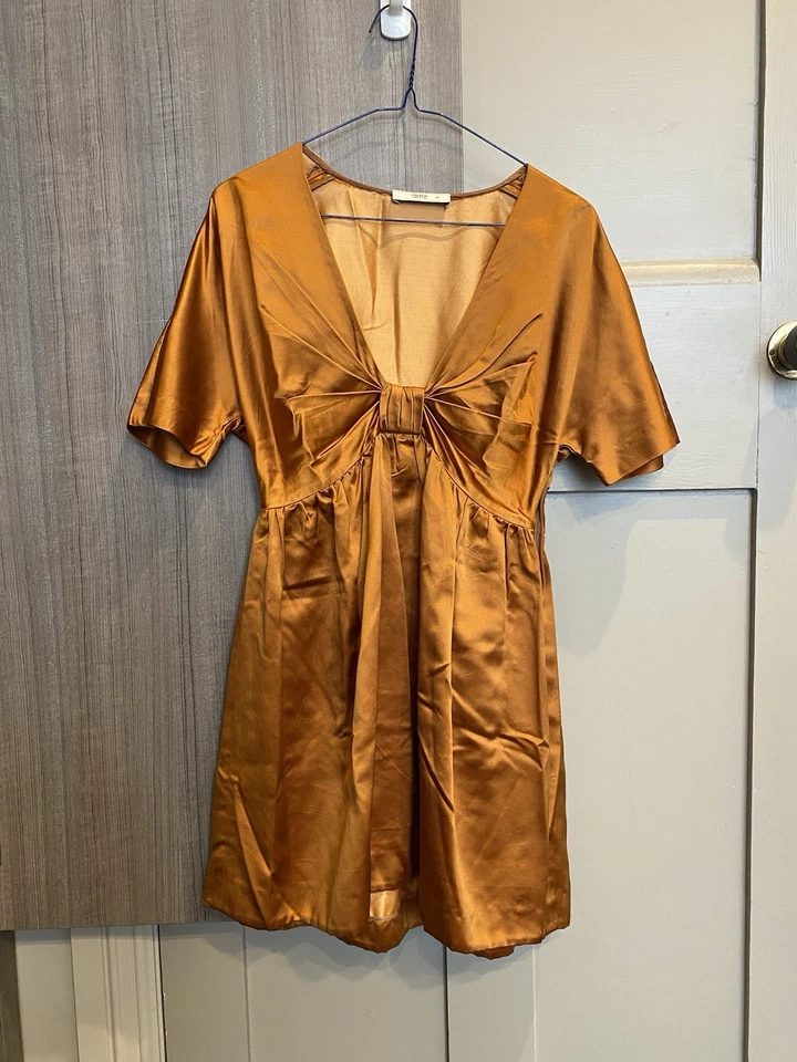 PRADA весна 2007 шелк атласный сожжен оранжевый мини-платье бант это 40 / AU 8 / США 4 - Изображение 2 из 4