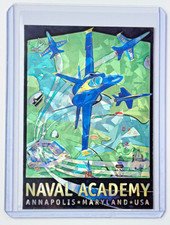 Tarjeta refractora rara "US Navy" firmada por artista Blue Angels edición limitada 1/1