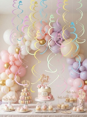 6pcs Macaron Colors Spiral Hanging Decorations For Party Wedding Birthday