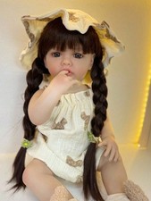 22" Reborn Baby Girl Doll Full Silicone Vinyl Body Lifelike Toddler Bath Toy