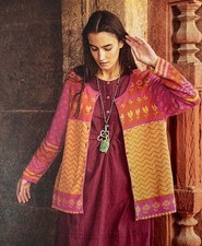 Wunderschöne Strickjacke Lili Gudrun Sjöden Orange Pink Ziegel Blumen Bio M 