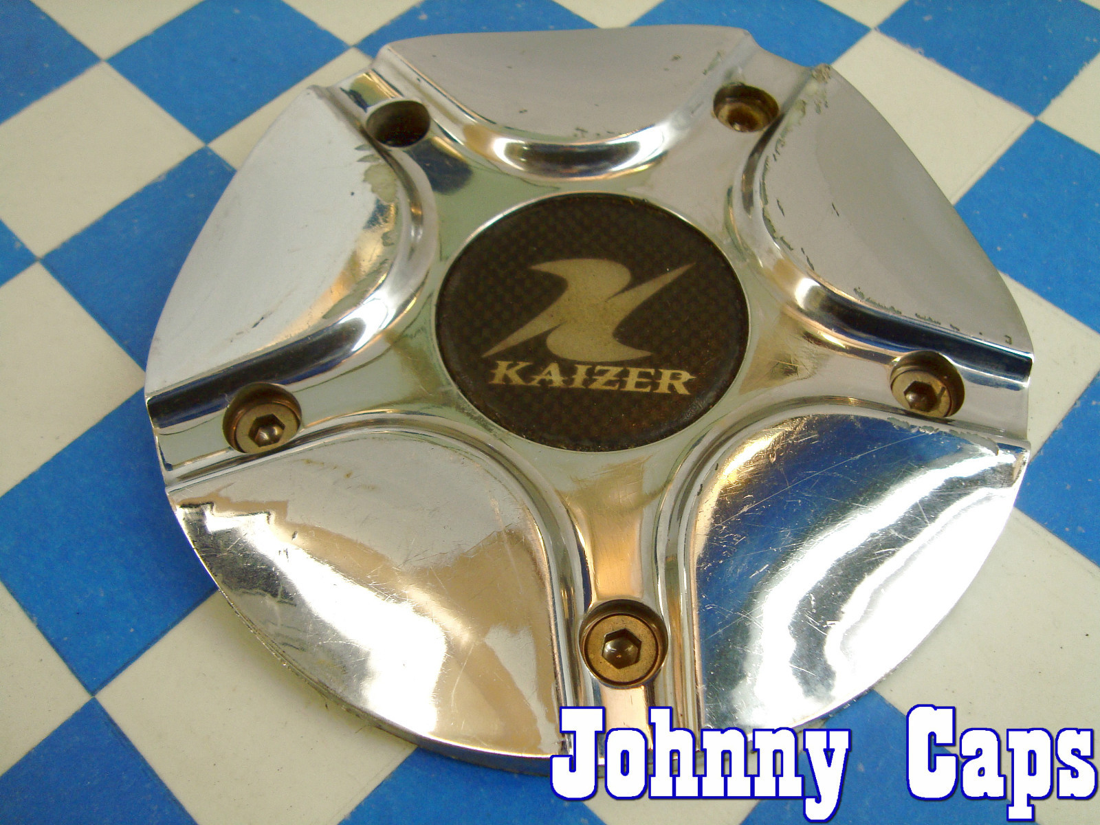 Kaizer Wheels Chrome Custom Wheel Center Caps #KA-5 USED Kaizer Center Cap (1)