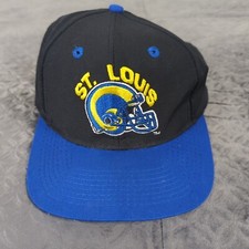 St Louis Rams Hat Cap Snapback Logo 7 Vintage Black Blue Brim One Size Fits All
