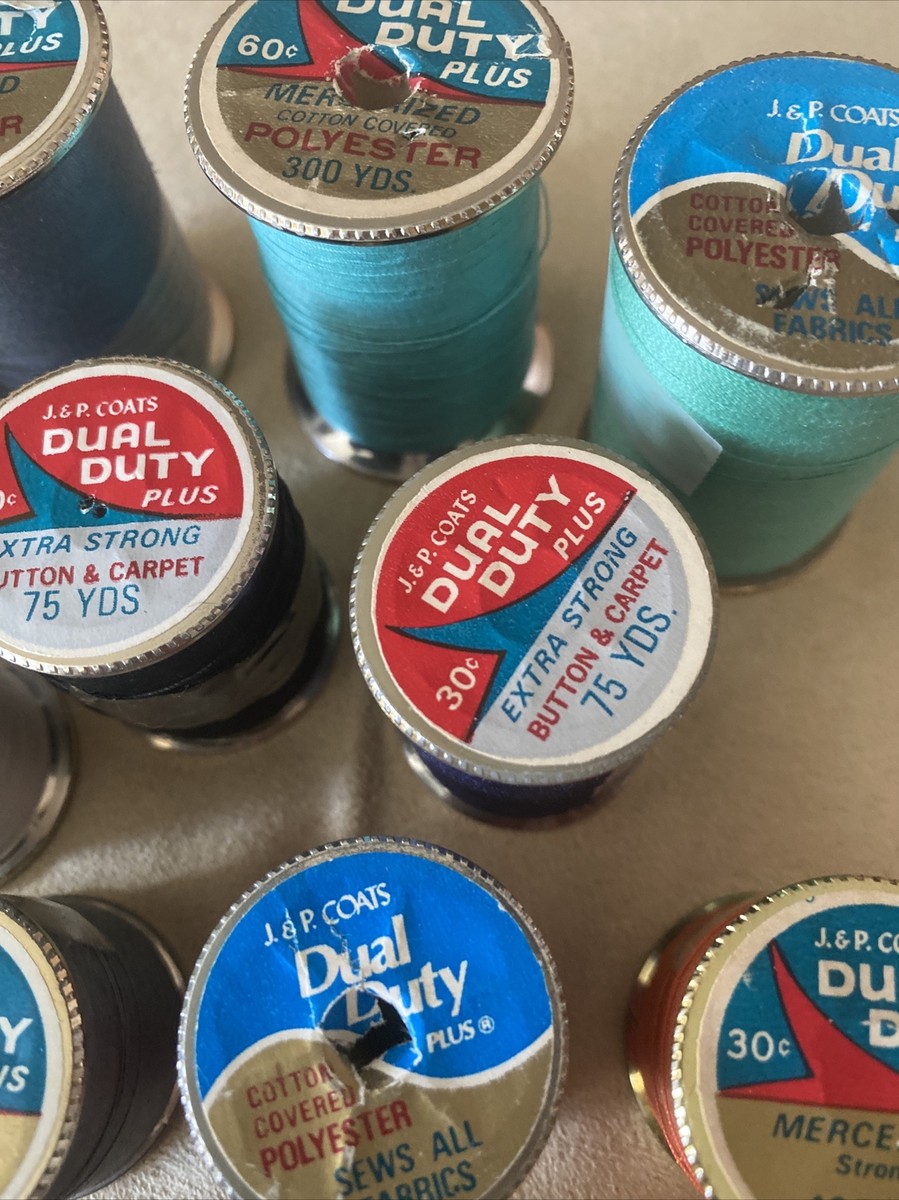 Vintage Lot of 13 Rolls of Thread by J.P. Coats Dual Duty Vintage Lot of 13 Rolls of Thread by J.P. Coats Dual Duty
