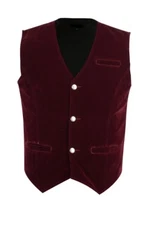Men's Red Velvet Victorian Gentlemen Club Vest/Waistcoat Vest