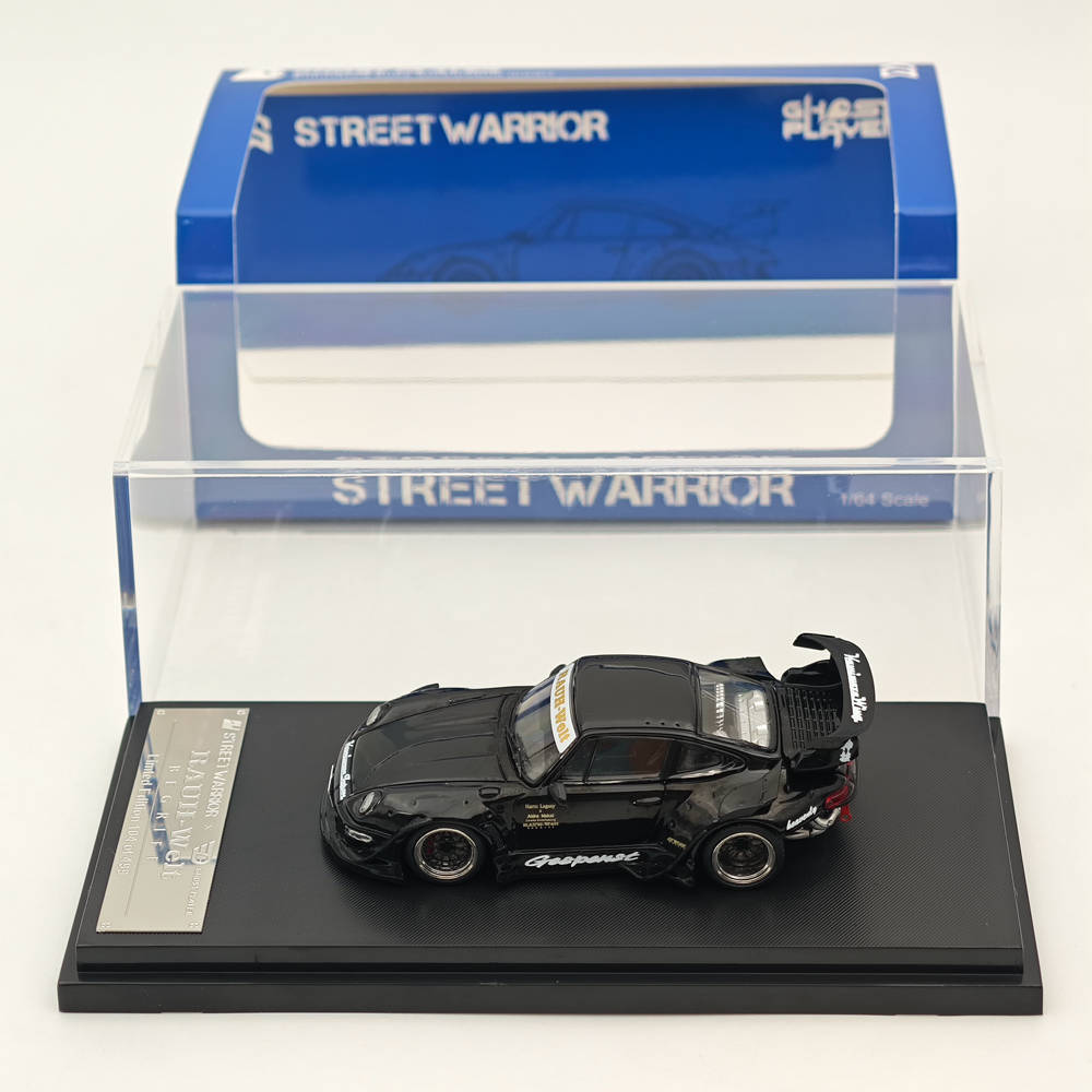Street WARRIOR 1/64 Porsche RWB 993 Sport Car Black Diecast