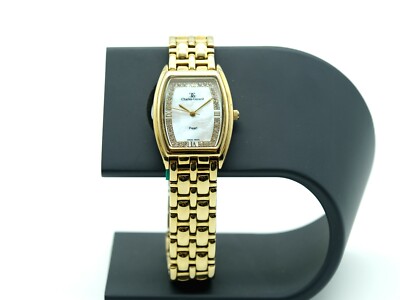 Charles Gerard ST-600GT Diamonds Gold Plated Quarz Damenuhr 29mm #19L