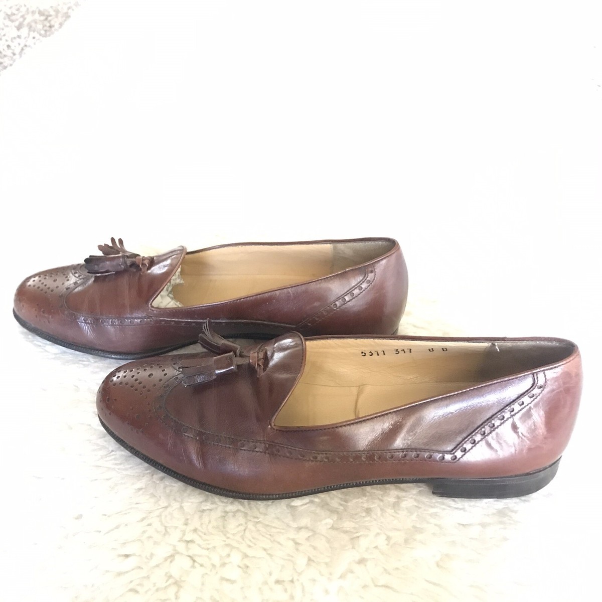 Vintage Salvatore Ferragamo Brown Tassel Loafers - Classic Italian Cool Vintage 1980s Salvatore Ferragamo Tassel Leather Loafer  main image 2