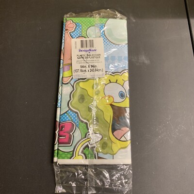 2001 VTG Retro Designware Sponge Bob Square Pants 54'' x 96'' Plastic Table-cover
