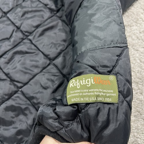 RefrigiWear Bomber Jacket Mens Medium Insulated WorkWear Fleece Collar Black Zip - Picture 12 of 13