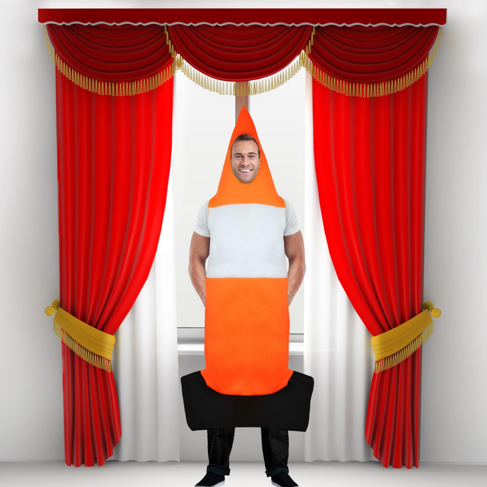 Traffic Cone Fancy Dress Costume Adult One Size Novelty Funny Men's